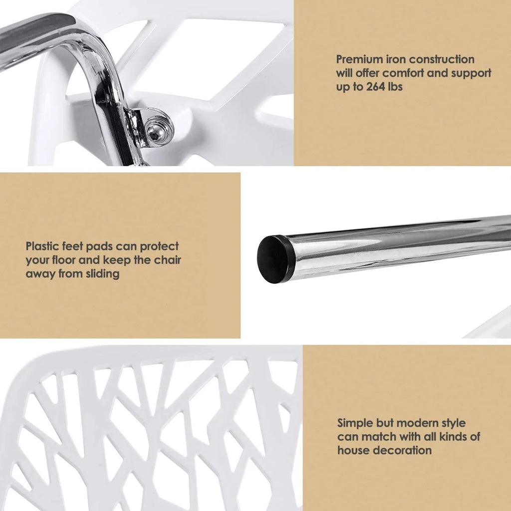 Set of 6 White Stackable Dining Chairs Q4969