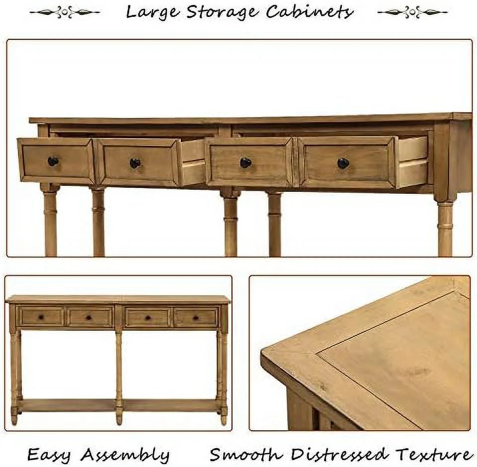 Solid Wood Console Table with 2 Drawers Y3791