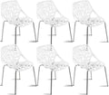 Set of 6 White Stackable Dining Chairs Q4969