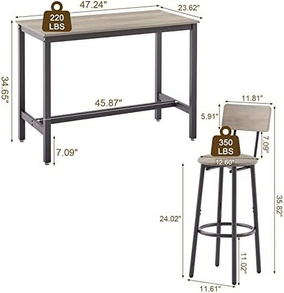 3-Piece Round Bistro Pub Dining Table and Chairs Set R721
