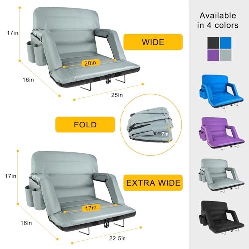 2 Pack Wide Folding Stadium Seats with Back Support and Cushion E875