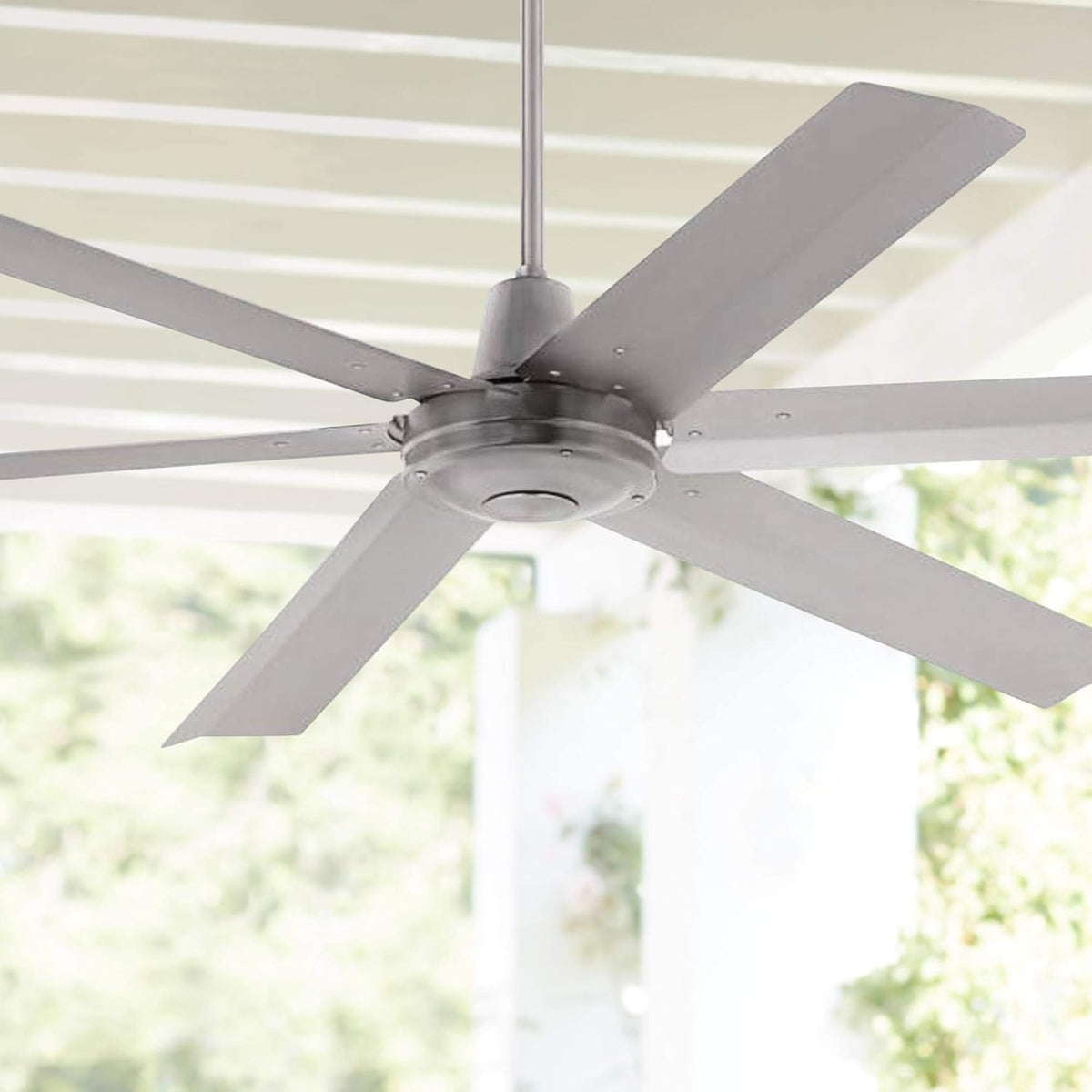 60 Turbina Max DC Modern Industrial Rustic Indoor Outdoor Ceiling Fan with Remote Control Brushed Nickel Silver Metal 5 Blades Damp Rated for Patio Exterior House Porch Garage Barn - Casa Vieja

60 DC Indoor Outdoor Ceiling Fan with Remote Control B Z6209