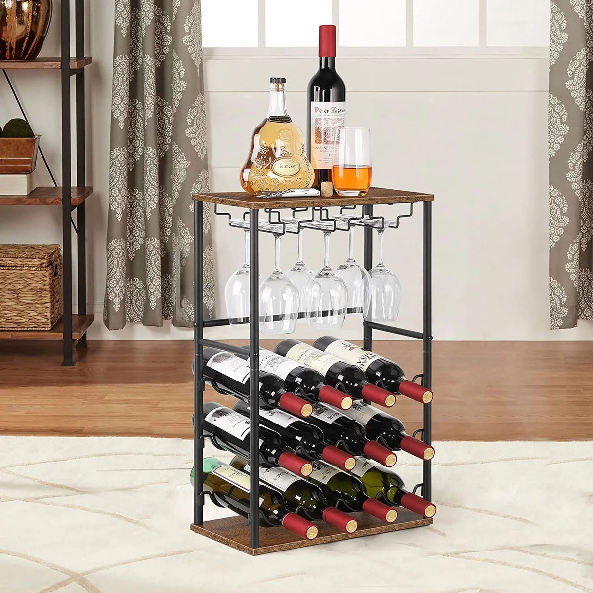 Brown Countertop Wine Bar Rack V287105