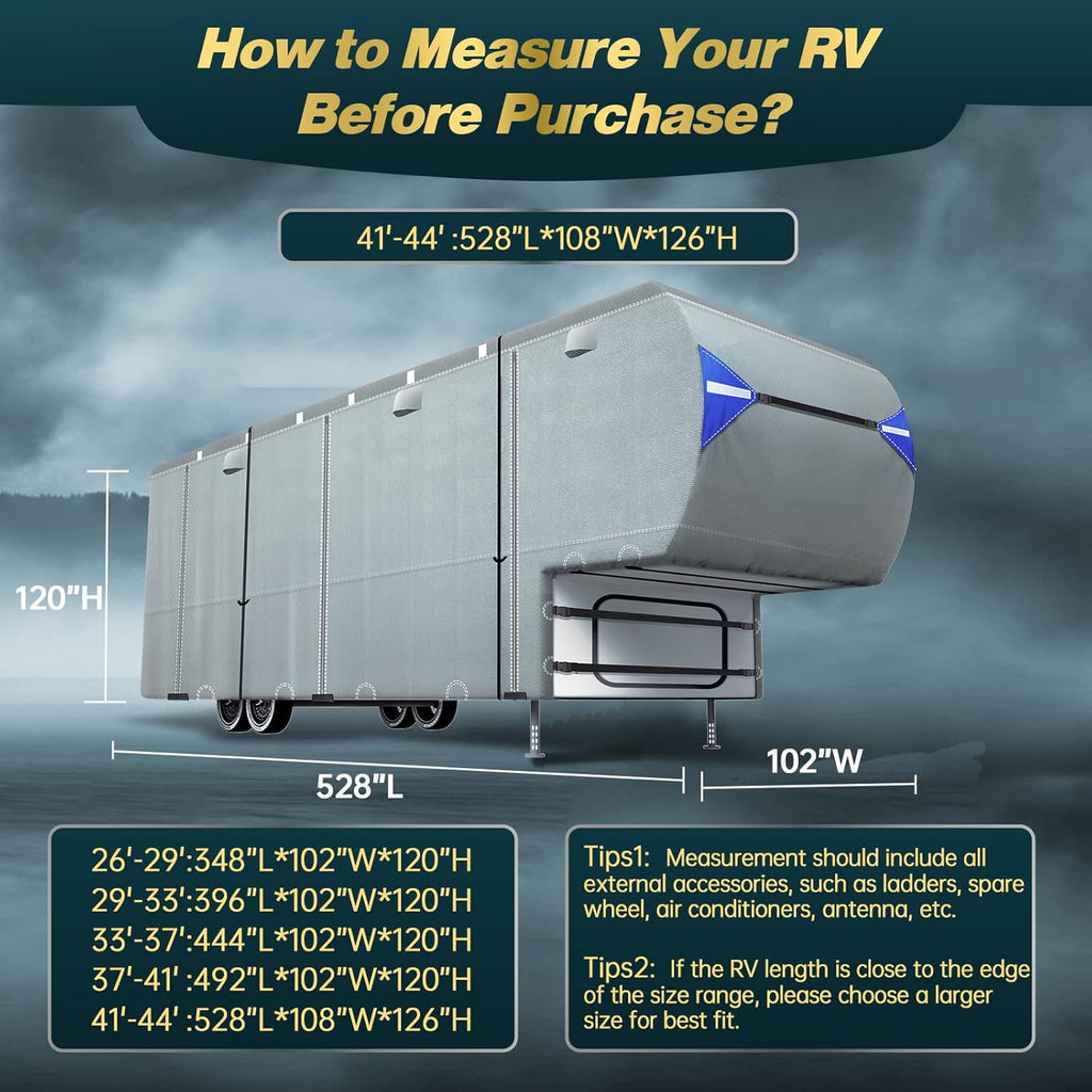 Waterproof Ripstop 5th Wheel RV Cover with Tire Covers F691