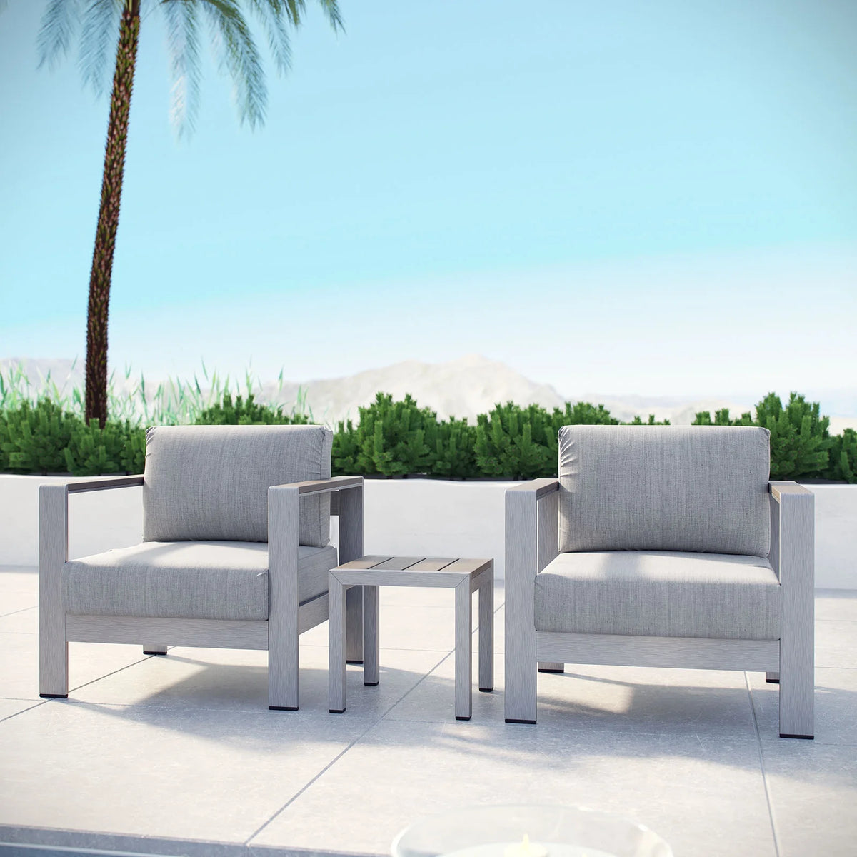 Grey Aluminum 3 Pc Sectional Sofa Set V282