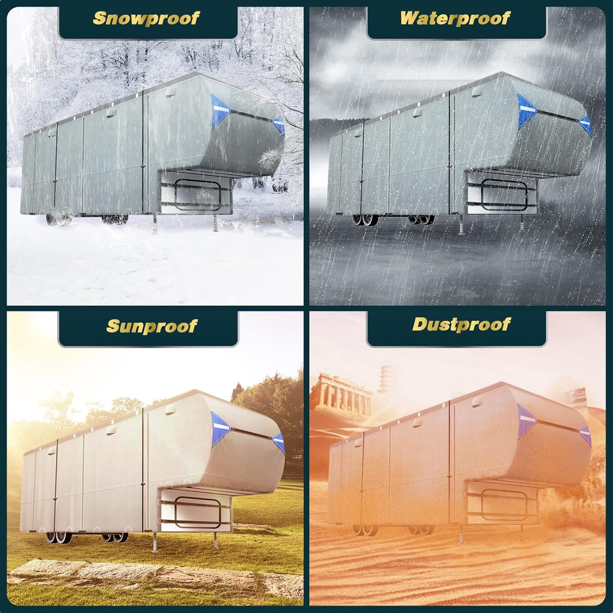 Waterproof Ripstop 5th Wheel RV Cover with Tire Covers F691
