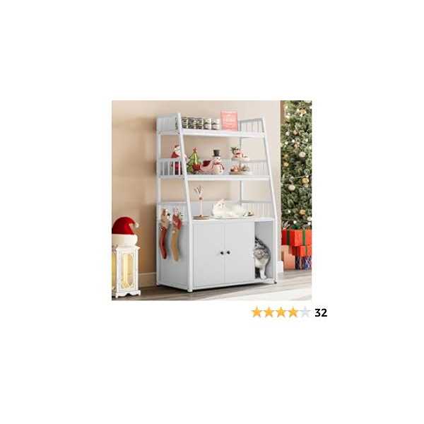 Large Wooden Cat Litter Box Enclosure with Storage Shelves E20913