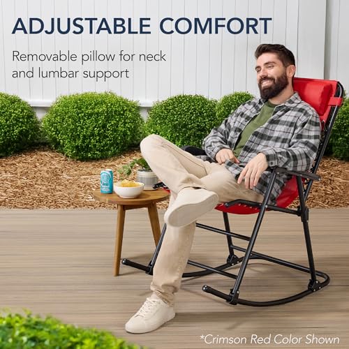 Folding Rocking Chair with Headrest Pillow E560