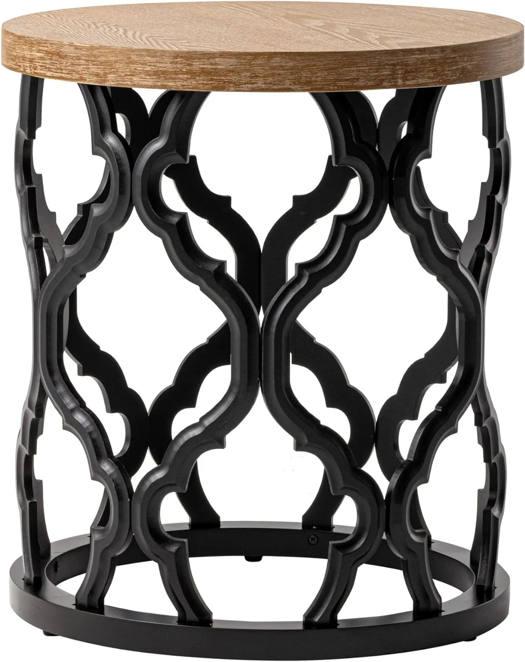 Round Black Wood End Table F58241