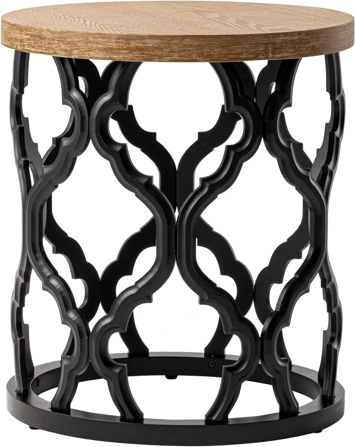 Round Black Wood End Table F58241