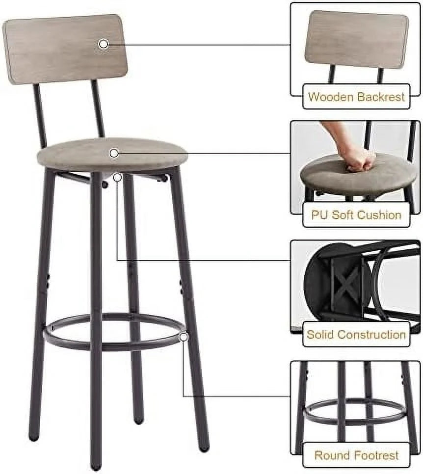 3-Piece Round Bistro Pub Dining Table and Chairs Set R721