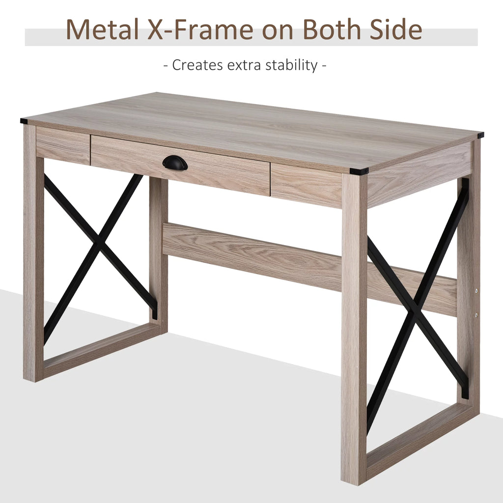 44 inch Rustic Writing Desk with Storage Drawer Y78613