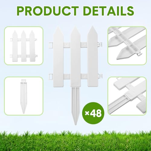 48 Pack White Plastic Garden Fence Panels W143