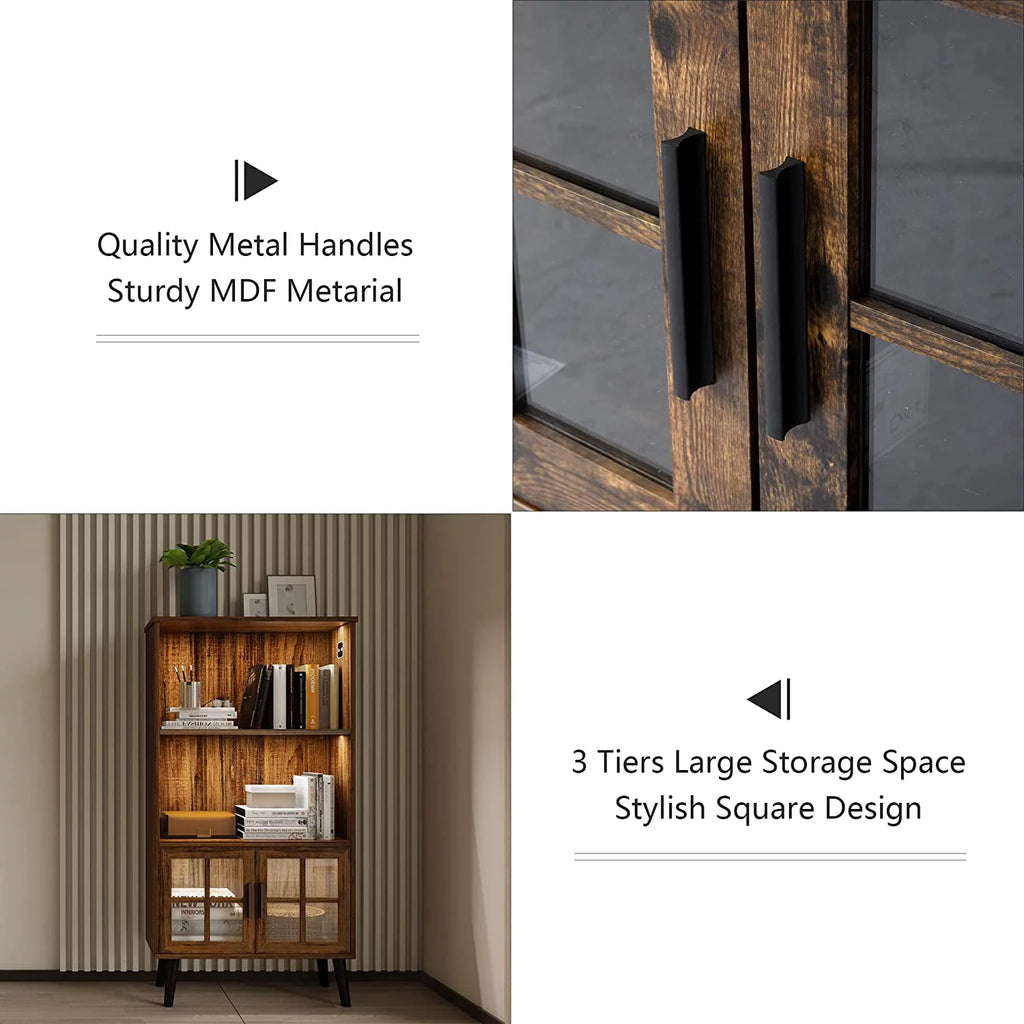 3 Shelf Wood Bookcase with Door T8137