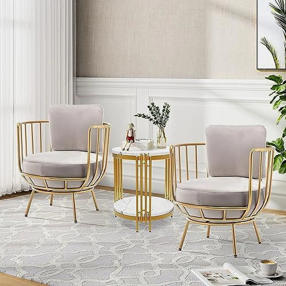 Velvet Swivel Barrel Chair with Gold Legs N358969