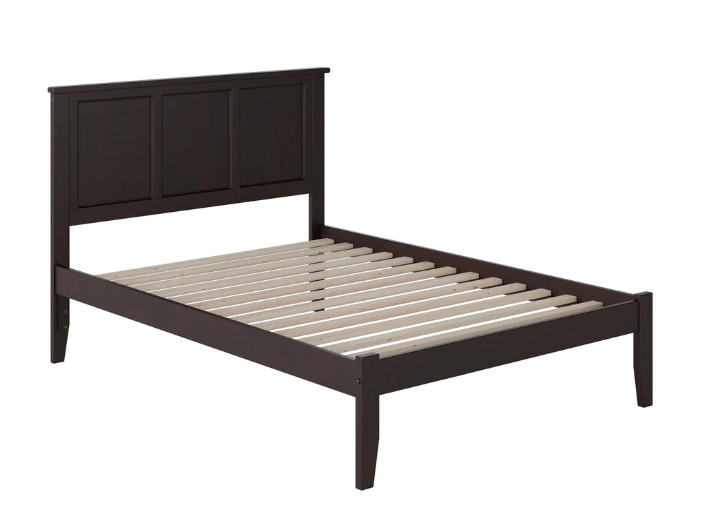 Espresso Full Solid Wood Platform Bed with Panel Headboard S418