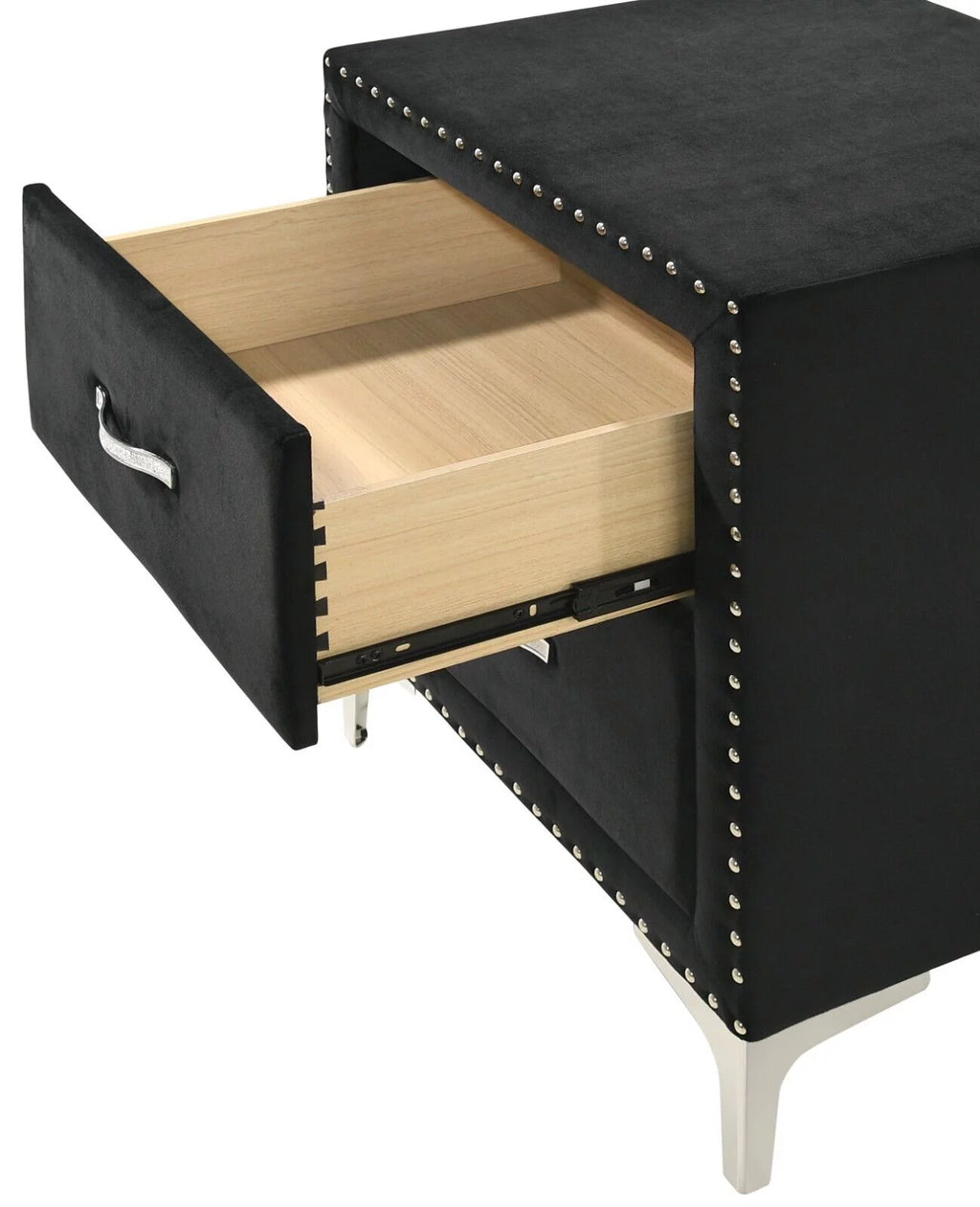 Black Velvet 6pc Queen Size Bedroom Set F908