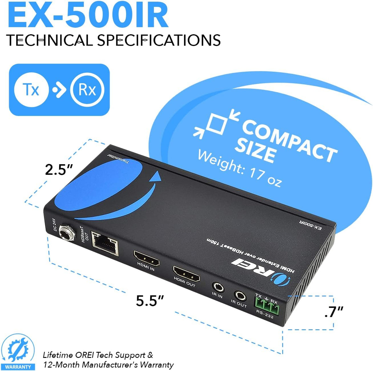 HDMI Extender over Cat5e/6 Ethernet LAN cable Up to 500 Feet K2394