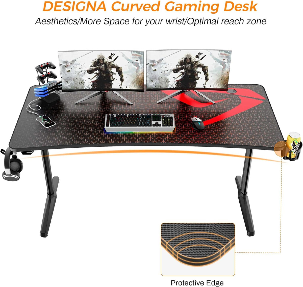 60 inch Gaming Desk with Mouse Pad F32886