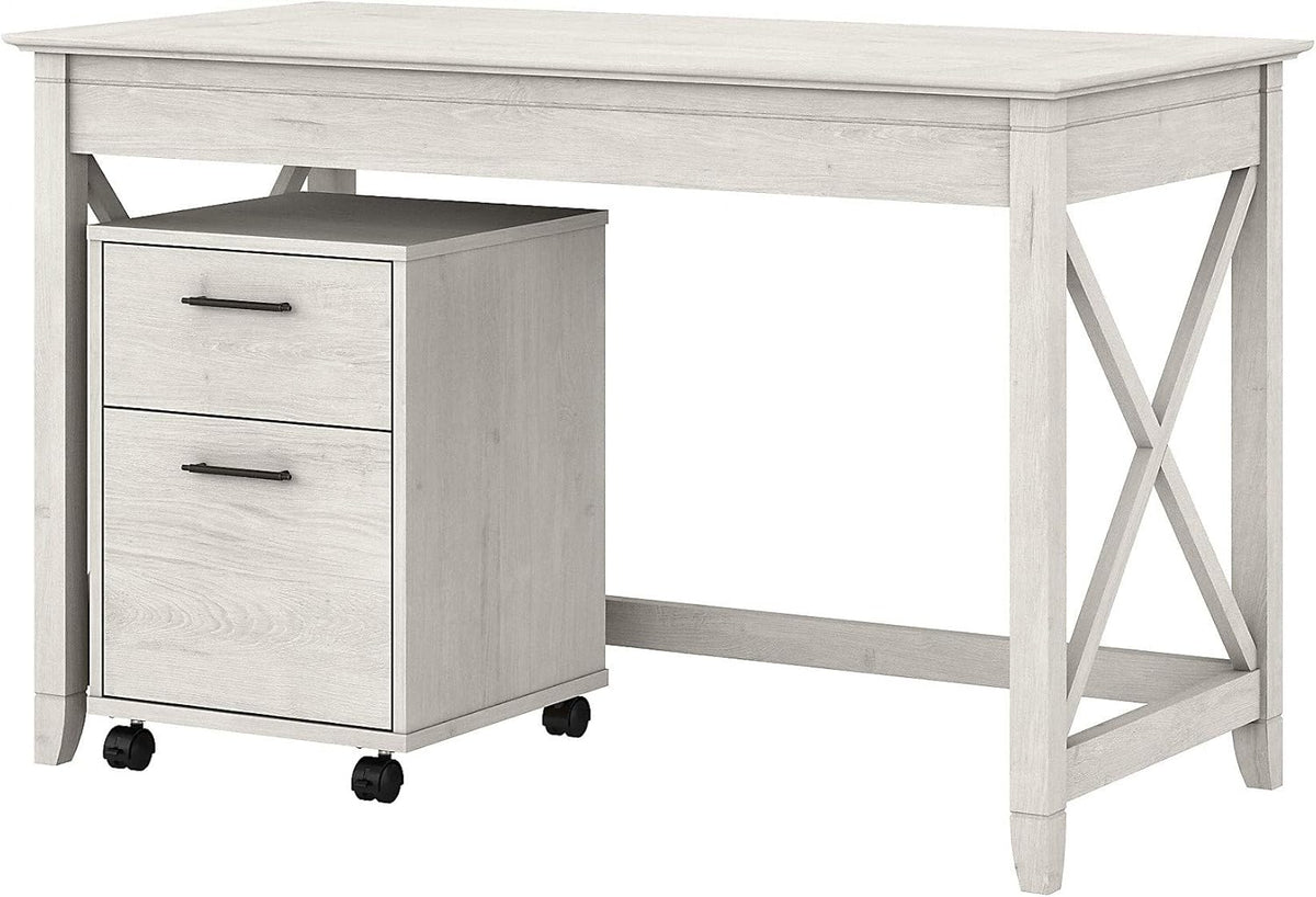 Cape Cod Gray Writing Desk with 2 Drawer Mobile File Cabinet F421