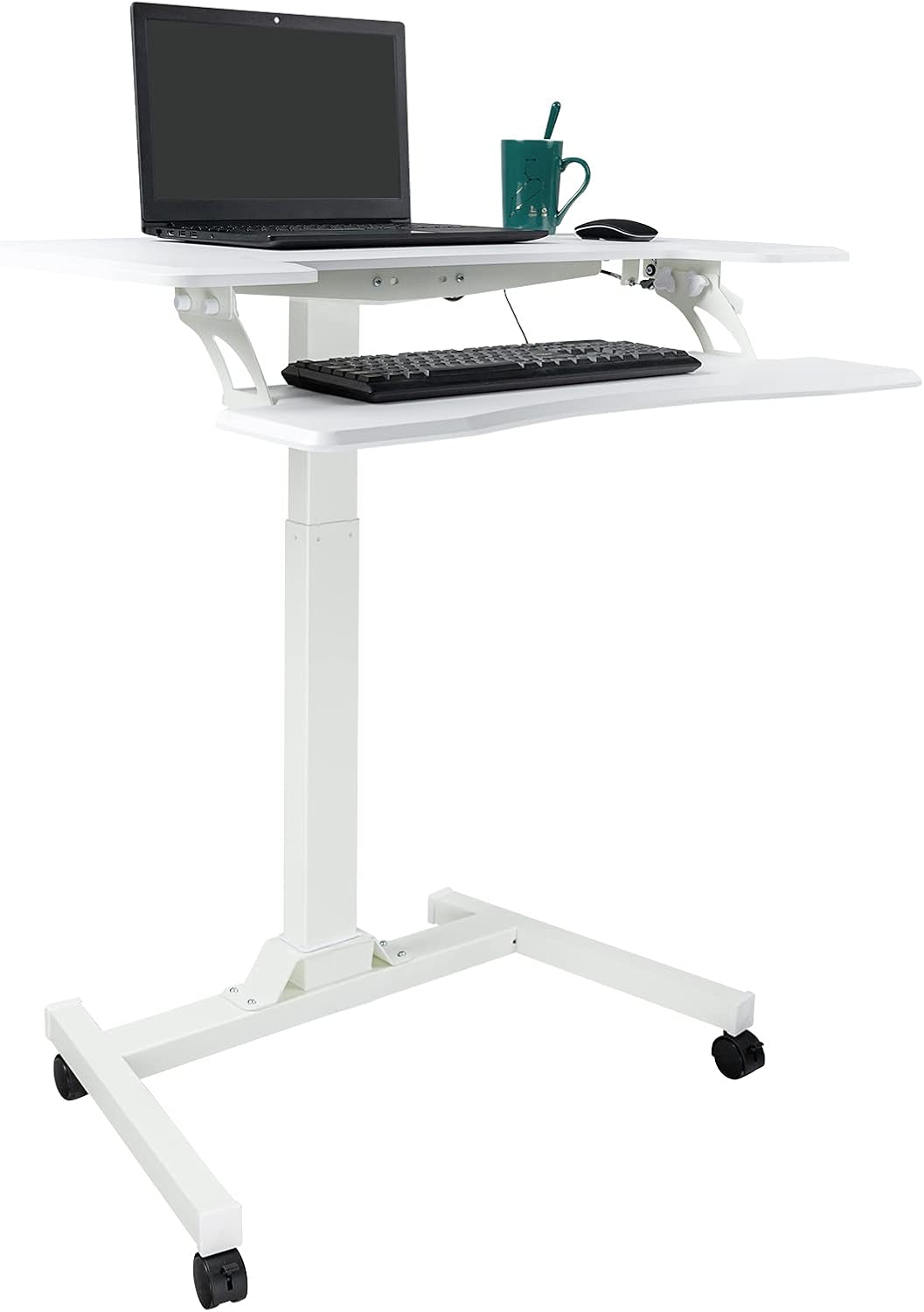 White Adjustable Height Laptop Desk Cart R4942