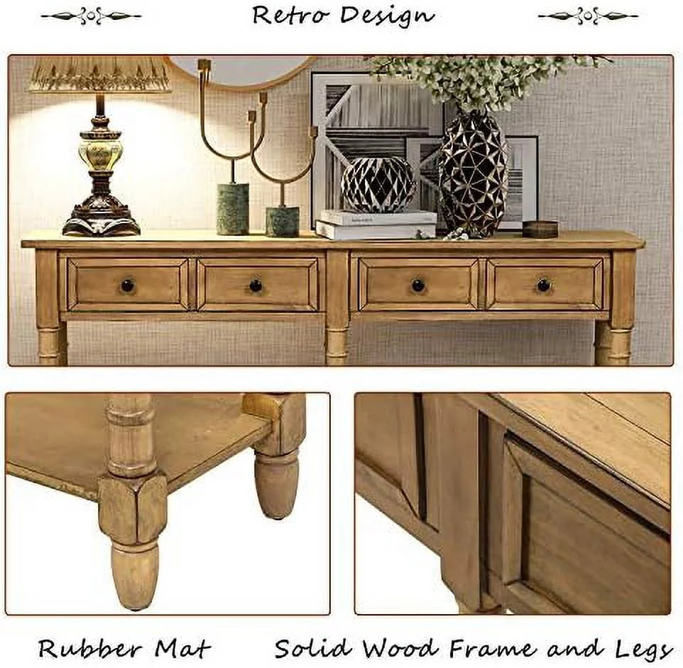 Solid Wood Console Table with 2 Drawers Y3791