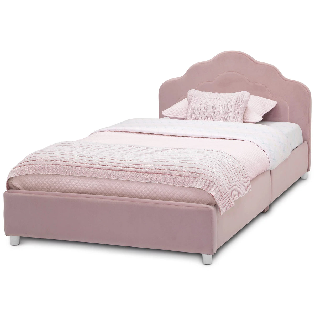Upholstered Twin Bed Rose Pink H3364
