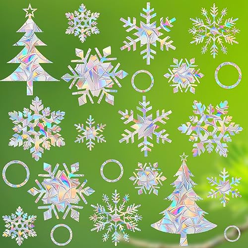 Snowflake Window Decals, Non-Adhesive Prismatic Window Clings, 20 pcs Z765
