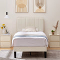 Twin Size Upholstered Platform Bed Frame with Adjustable Headboard V130533