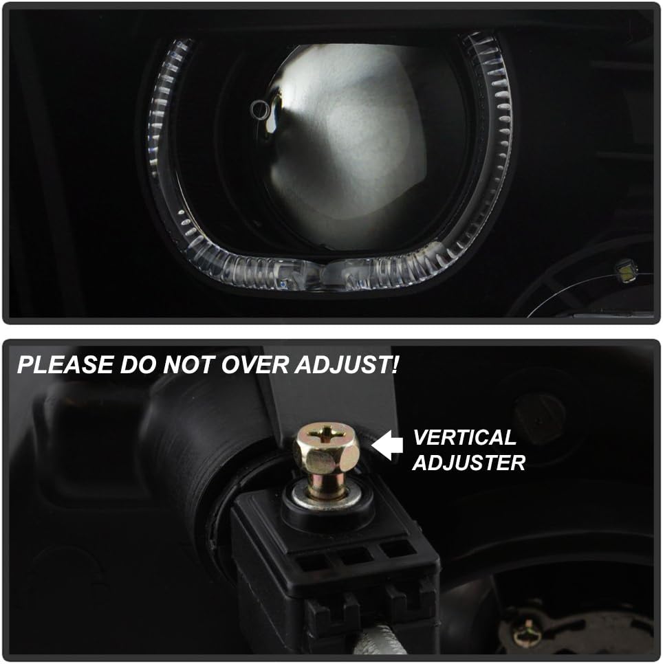 Black LED Projector Halo Headlights Driver + Passenger Side L6413