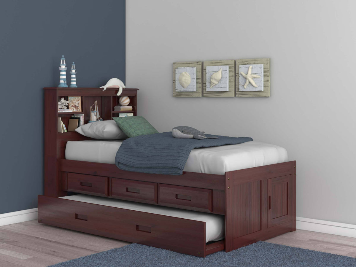 Merlot Twin Bed with 3-Drawer Trundle O16777