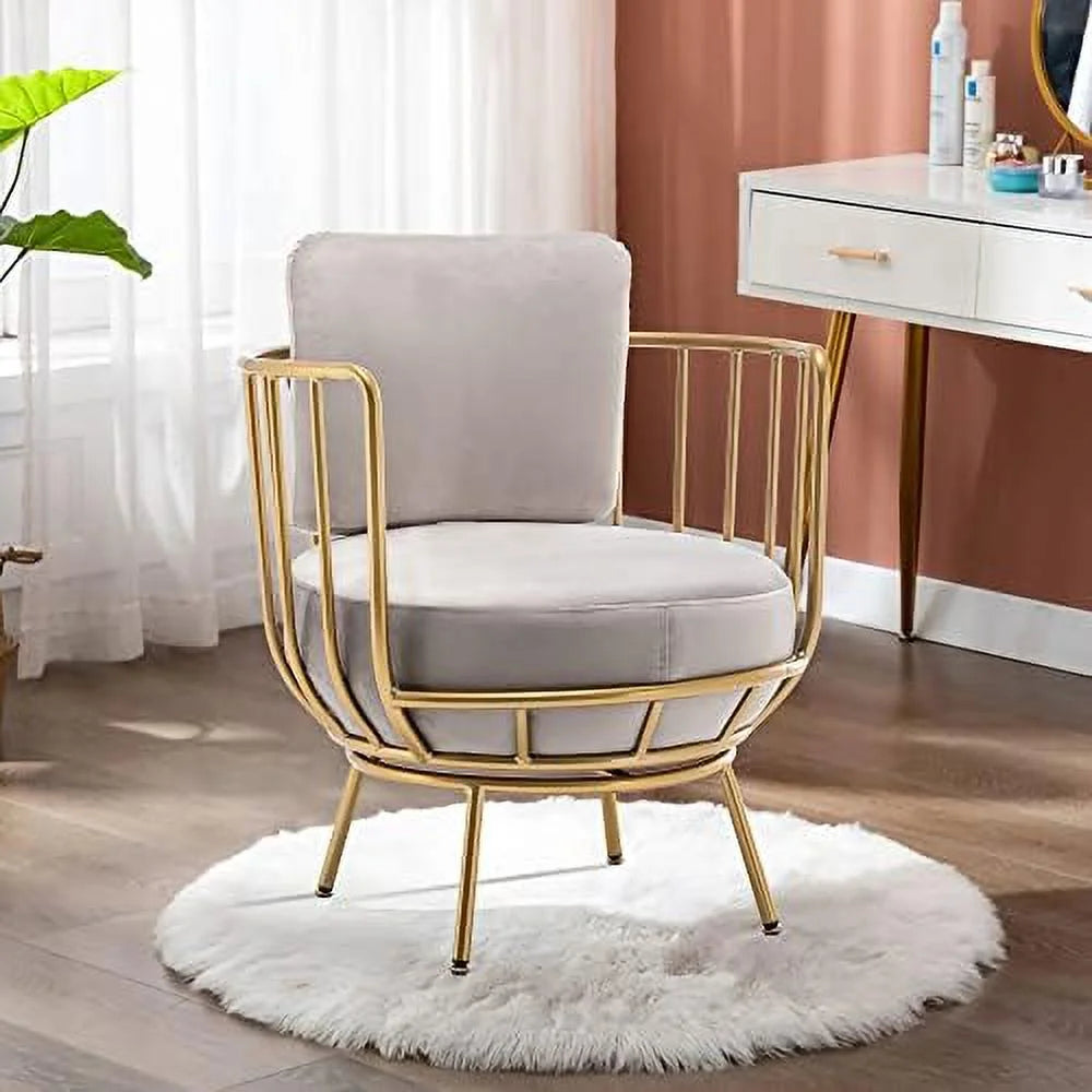 Velvet Swivel Barrel Chair with Gold Legs N358969