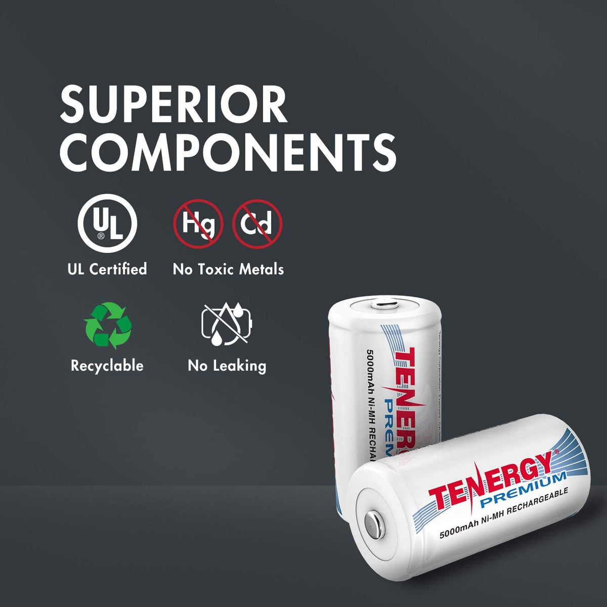 Rechargeable C Batteries 5000mAh NiMH 48-Pack M438
