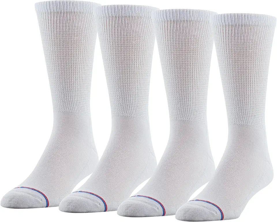 Diabetic Crew Socks with Non-Binding Top and Cushion Sole 4 Pairs X2693