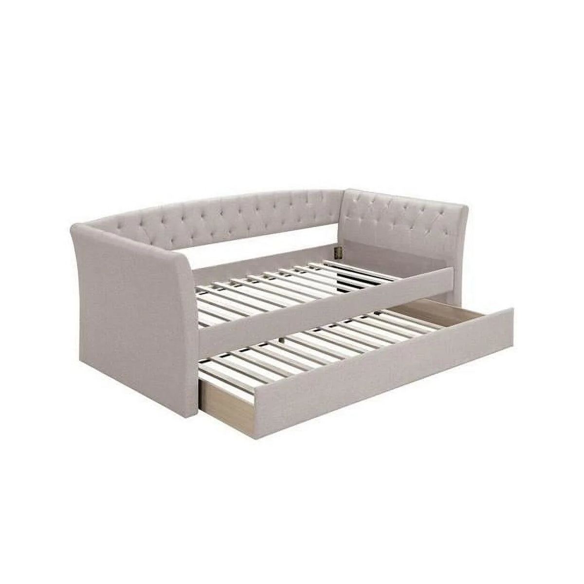 Brown Button Tufted Wood Day Bed with Trundle C2500