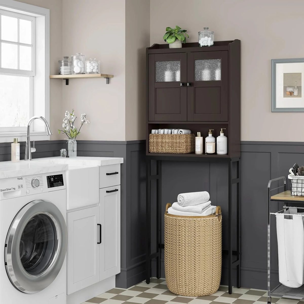 Over The Toilet Storage Cabinet with 2 Doors and Adjustable Shelf K904544