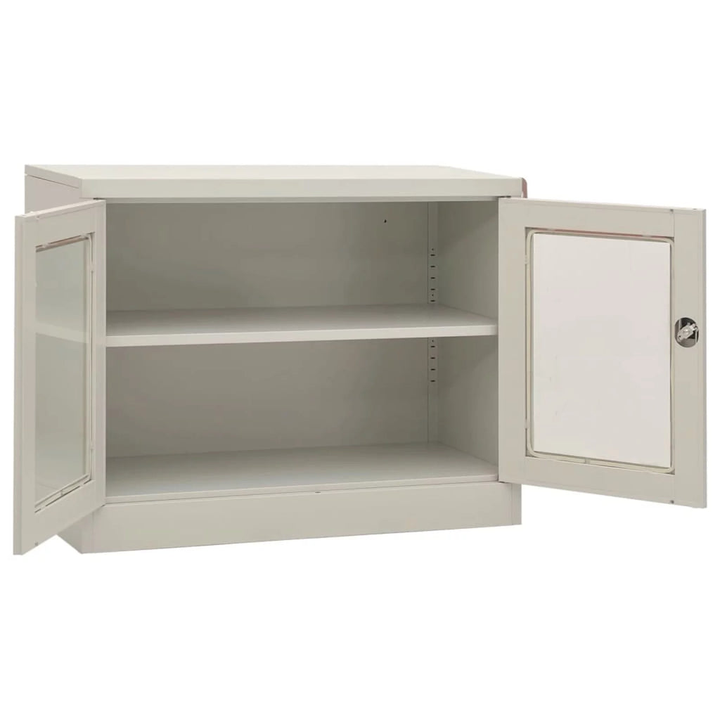 Light Gray 2 Glass Door Steel Filing Cabinet A81598