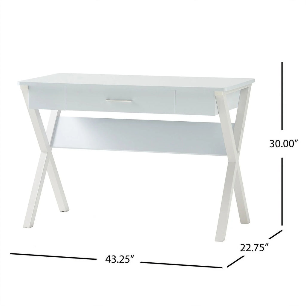 White Wood & Iron Computer Table U54128
