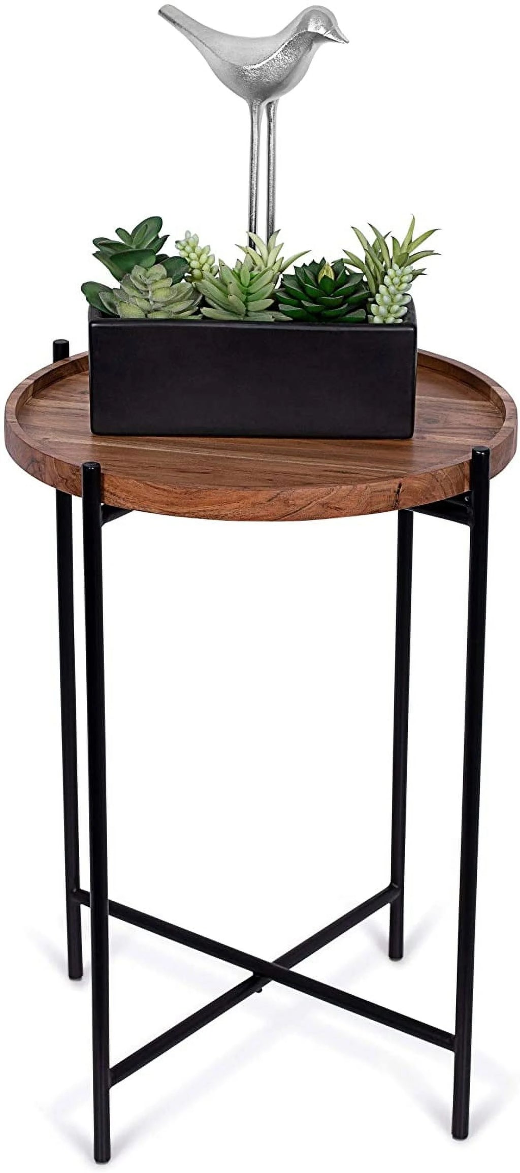 Folding Side Table with Removable Wood Tray E91353