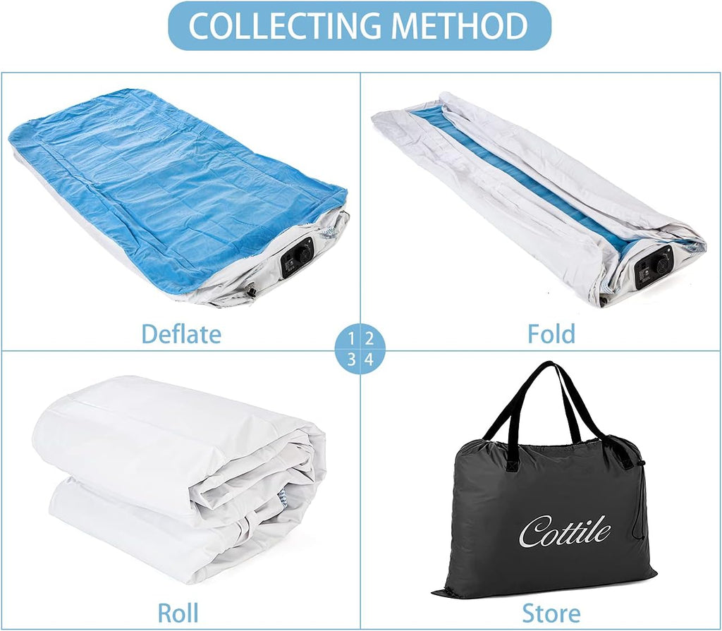 Electric Air Mattress with Internal Pump, Plush Inflatable Bed Queen O391642