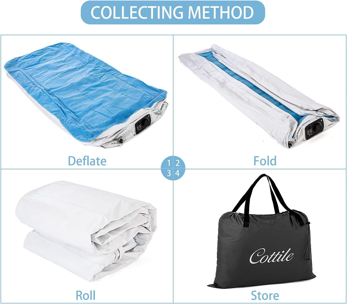 Electric Air Mattress with Internal Pump, Plush Inflatable Bed Queen O391642