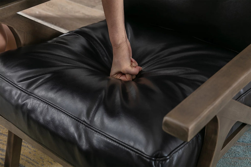 Black Faux Leather Accent Chair and Ottoman Set N71447