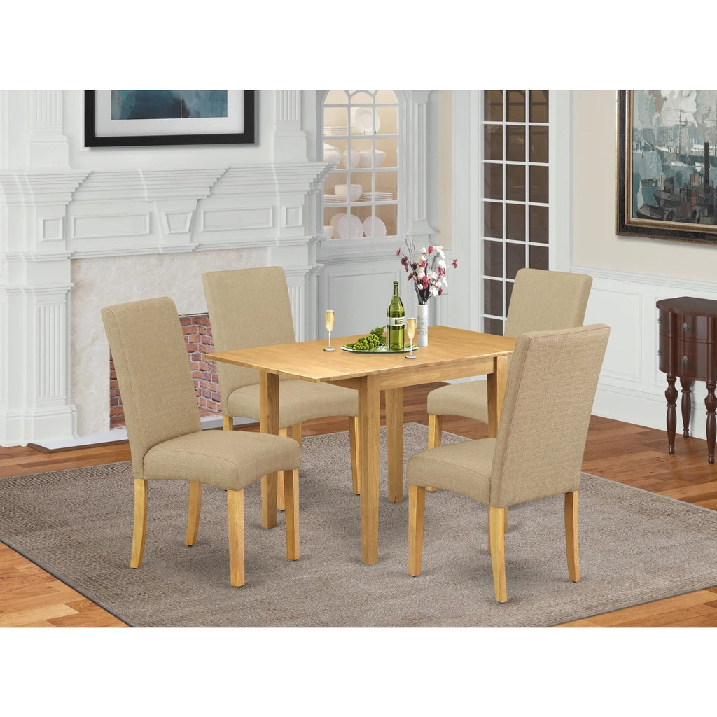 5 Pcs Oak Finish Wooden Dining Table Set L8511