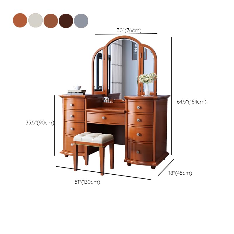 9 Drawer Vanity Table and Stool Set with LED Light W718760