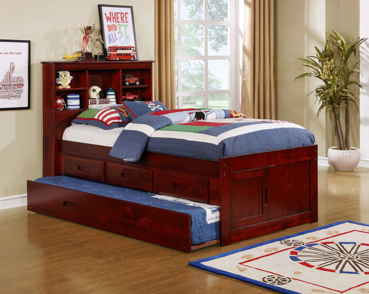 Merlot Twin Bed with 3-Drawer Trundle O16777