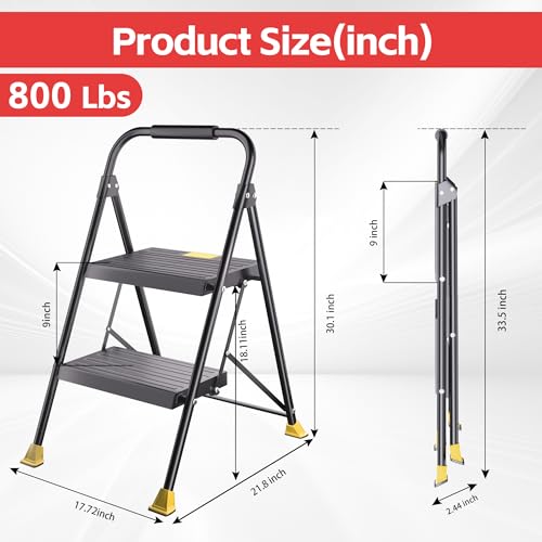 Foldable 3 Step Ladder with Handrails 800Lbs D4178