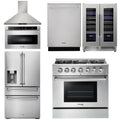 36 Gas Range, Range Hood, Microwave, Refrigerator with Water and Ice Dispenser, Dishwasher, Wine Cooler O904669
