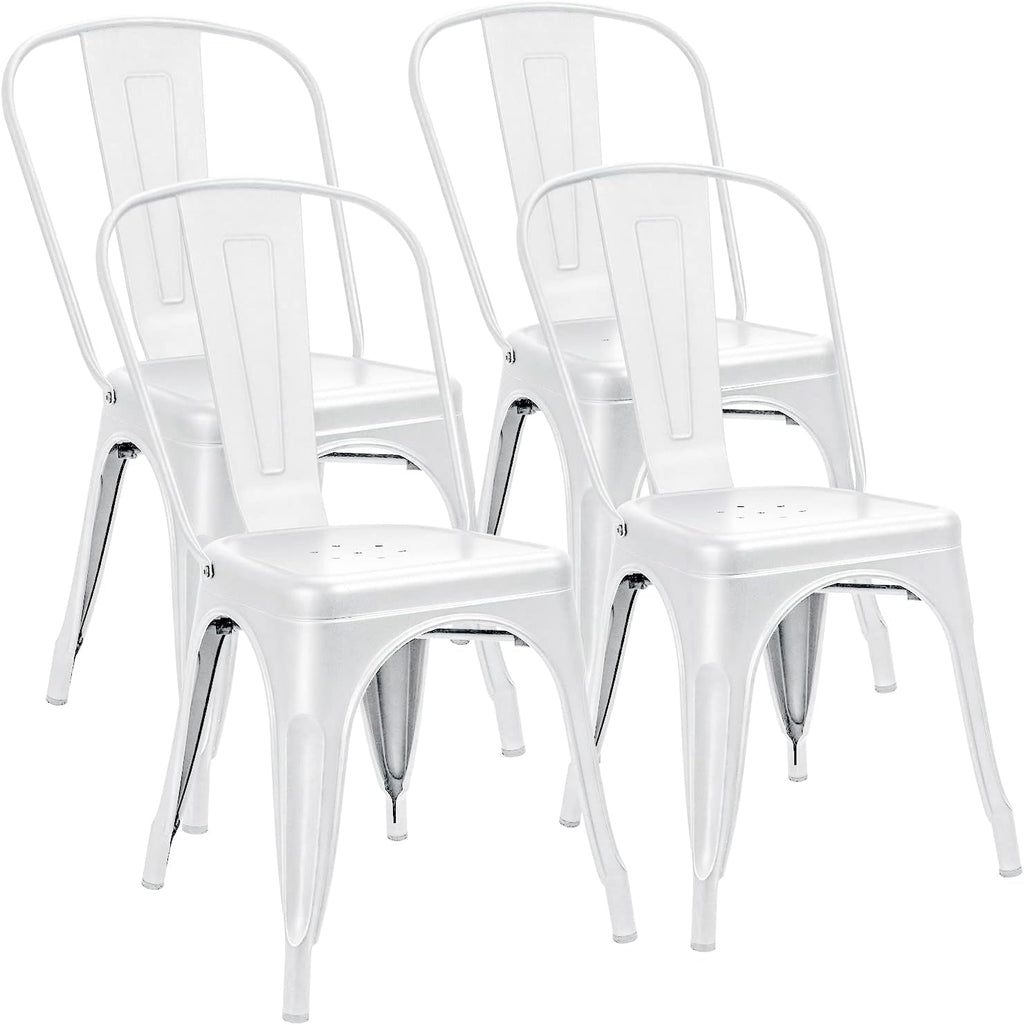 Grey Metal Stackable Dining Chairs Set of 4 T390915