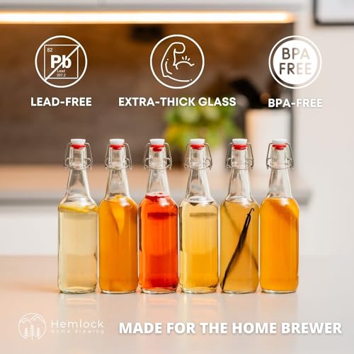 Swing Top Glass Bottles 16 oz 6 Set with Funnel H8015