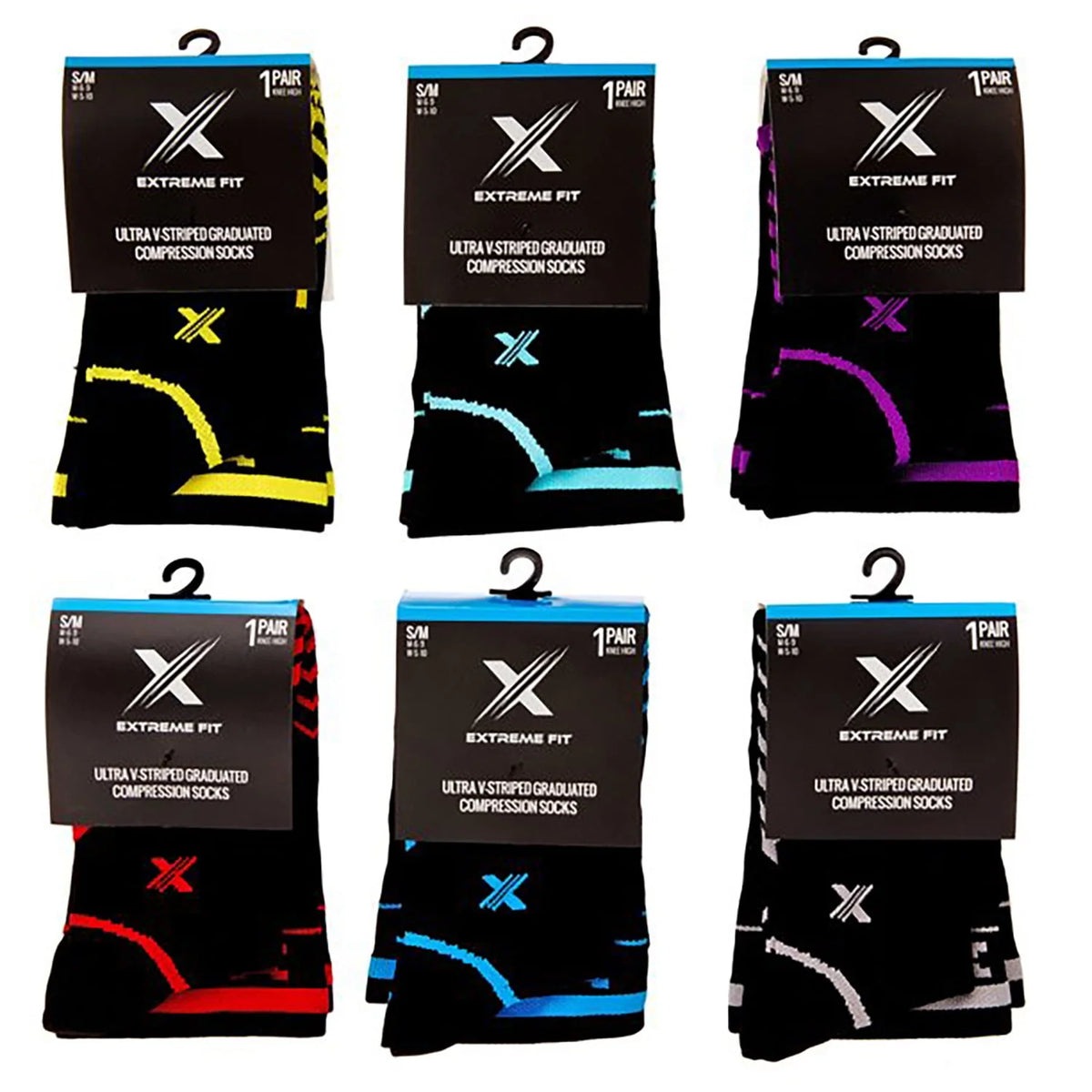 6-Pair Knee High Sport Compression Socks P868